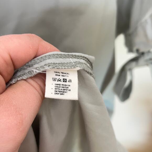 A MENTE Tie Sleeve Tencel Midi Shift Dress Moss Mint {H44} - Picture 7 of 7